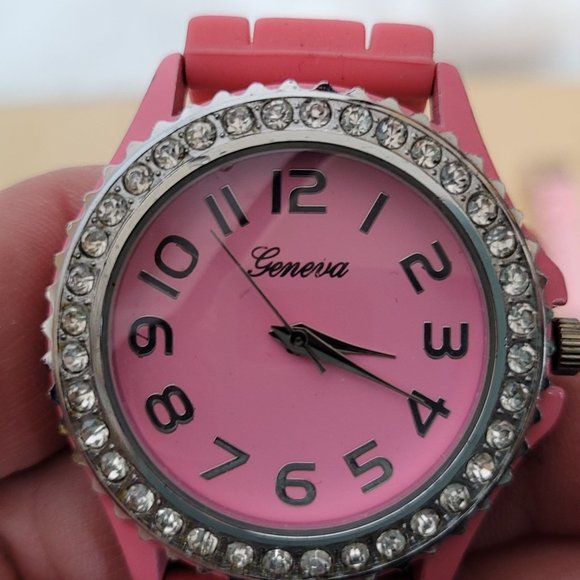 Geneva Watch Lot of 7 Pink Silicone Bands Untested No Batteries For Parts Asst - Picture 10 of 16